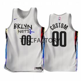 Herren NBA Brooklyn Nets Trikot Benutzerdefinierte Nike 2022-23 City Edition Weiß Swingman